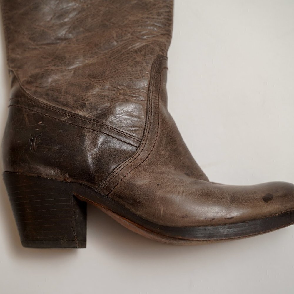 Frye Tall Jane Cuff Leather Riding Motorcycle Boots - Picture 2 of 13